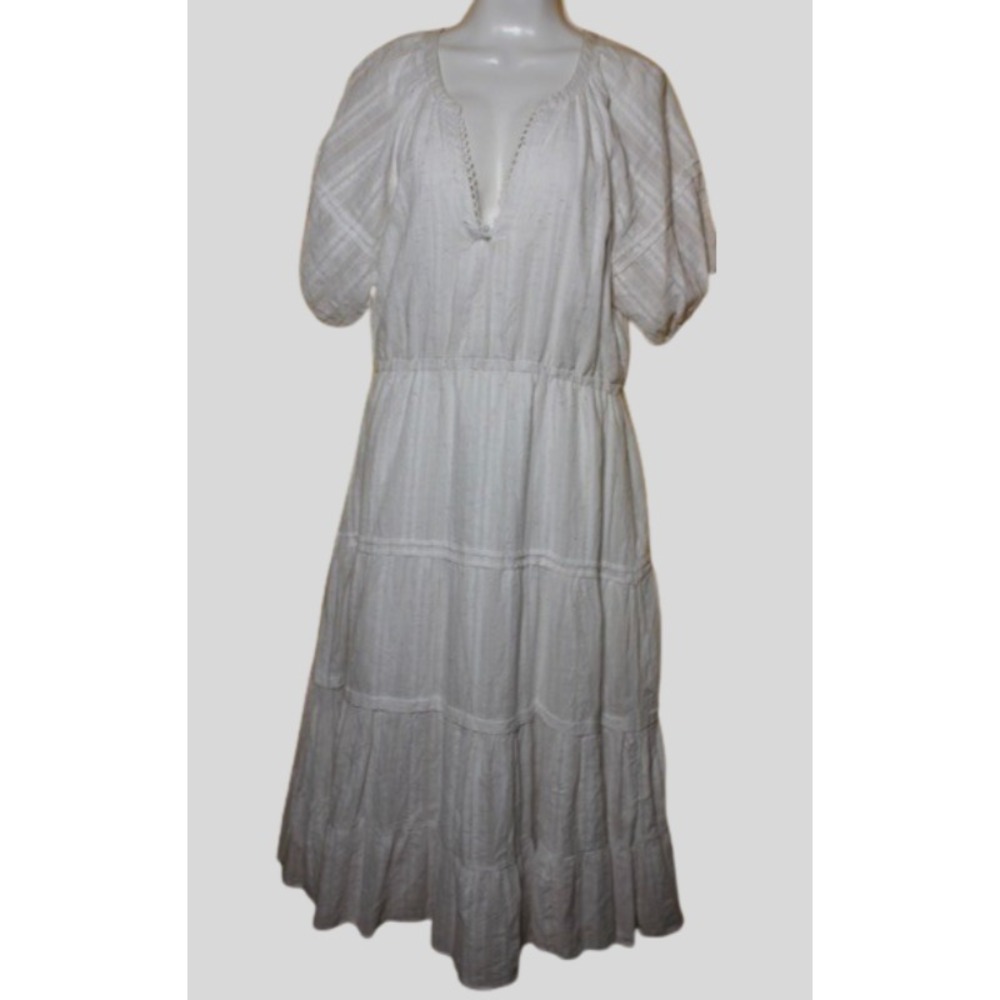 Betsey Johnson Spectator White Confetti Maxi Dress Breathable Cotton Lined SZ Lg - Picture 7 of 8